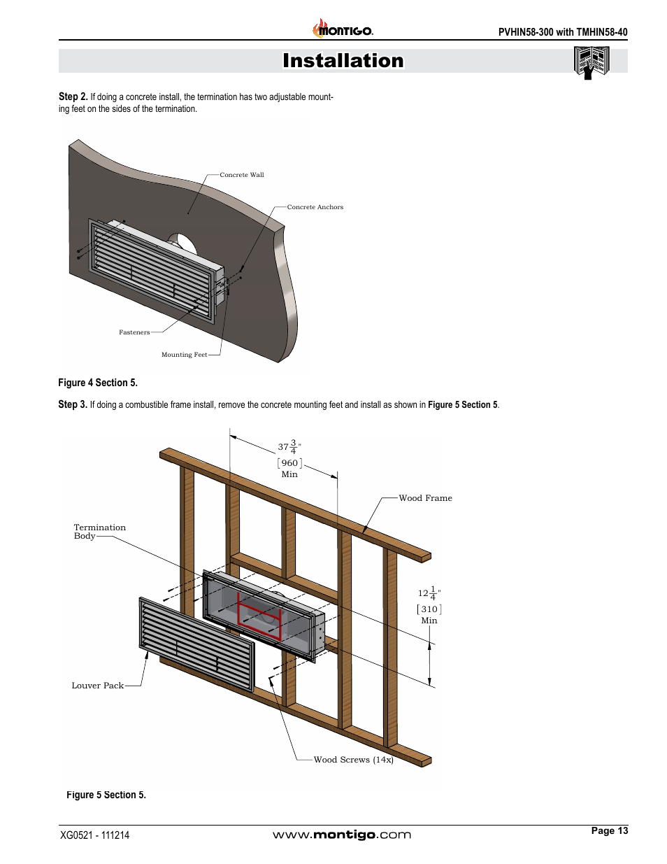 Installation | Montigo PVHIN58-300 User Manual | Page 13 / 26