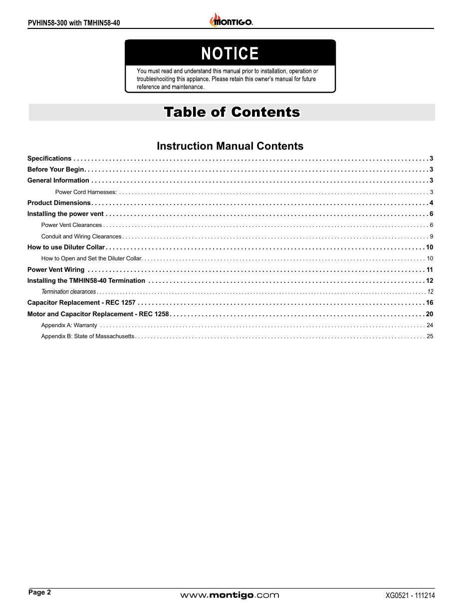 Montigo PVHIN58-300 User Manual | Page 2 / 26