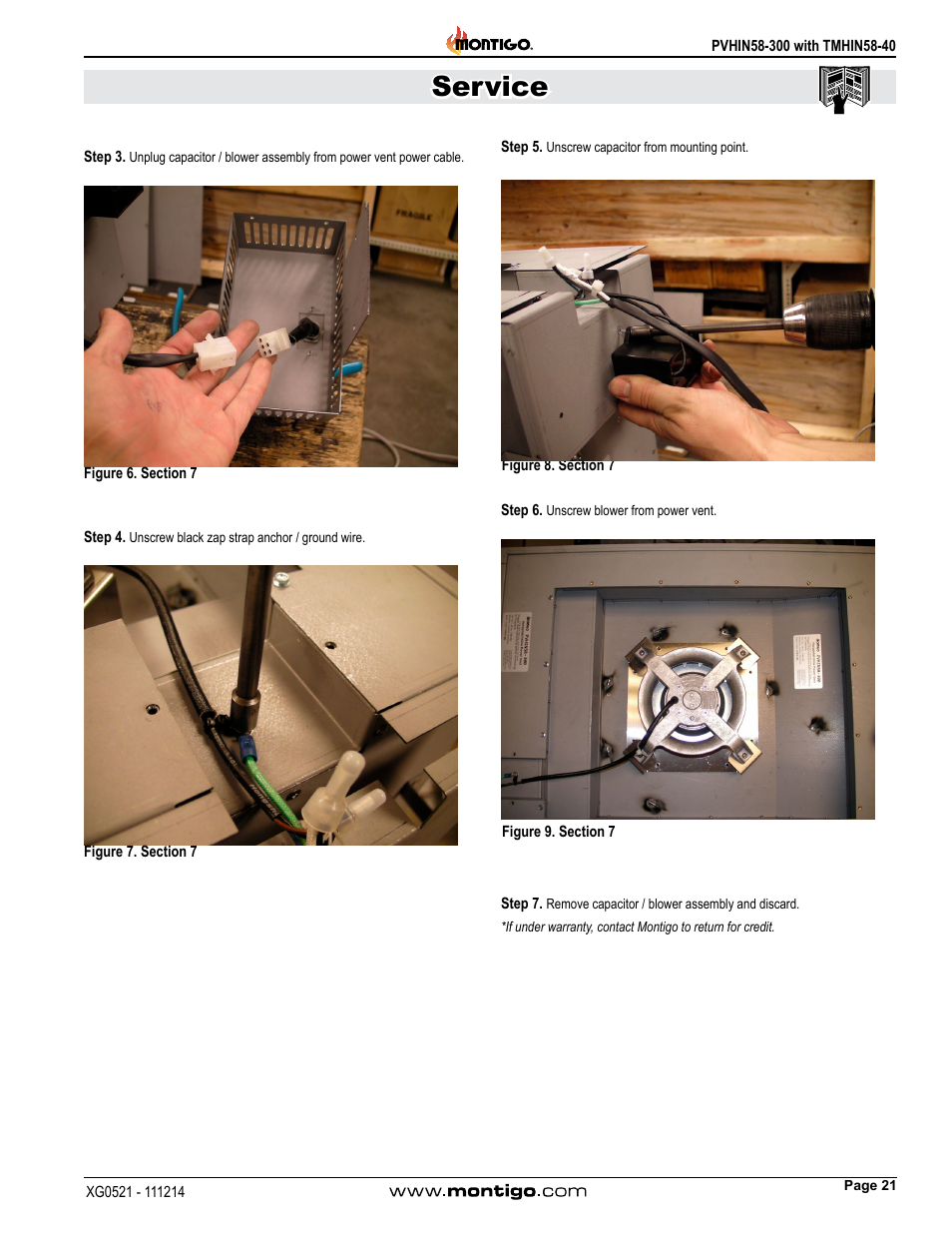 Service | Montigo PVHIN58-300 User Manual | Page 21 / 26