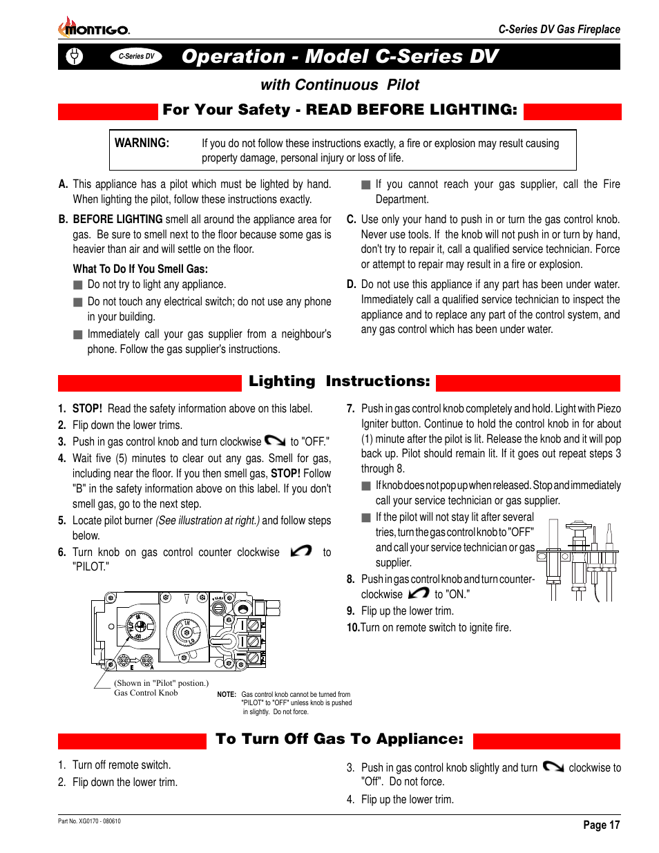 Operation - model c-series dv | Montigo C34DV User Manual | Page 17 / 28