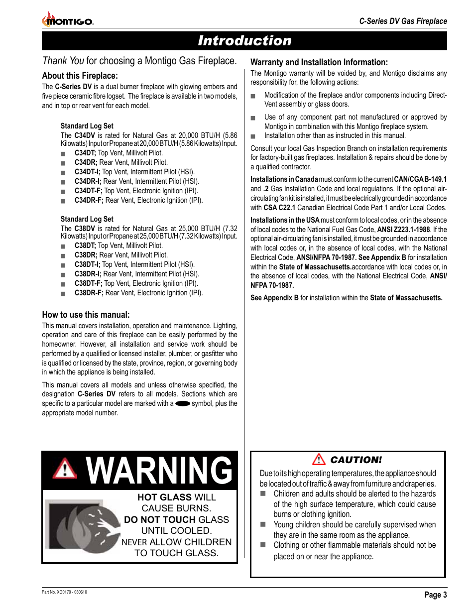 Warning, Introduction | Montigo C34DV User Manual | Page 3 / 28