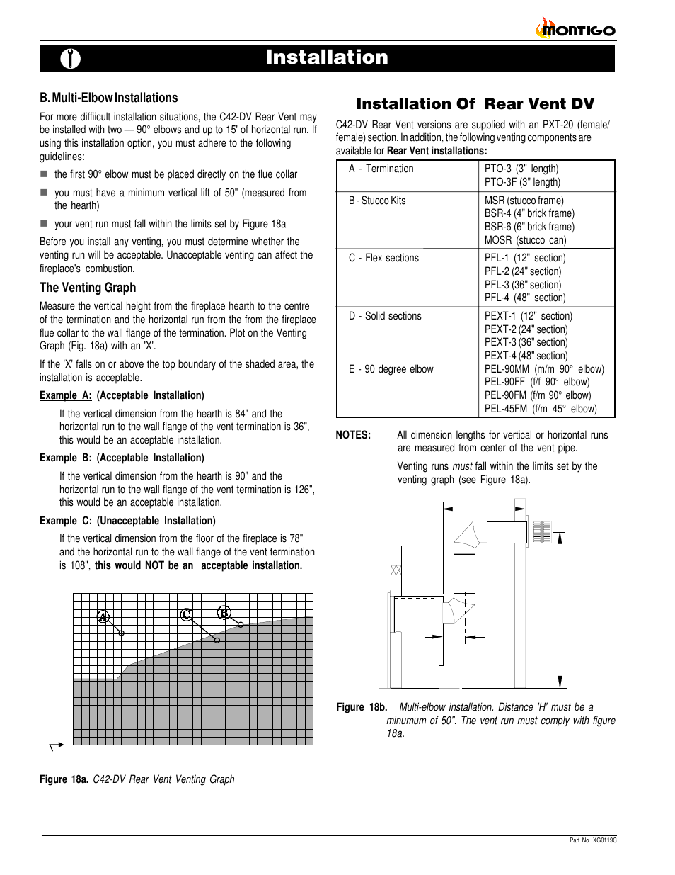 Installation, Installation of rear vent dv | Montigo C42DV User Manual | Page 10 / 20