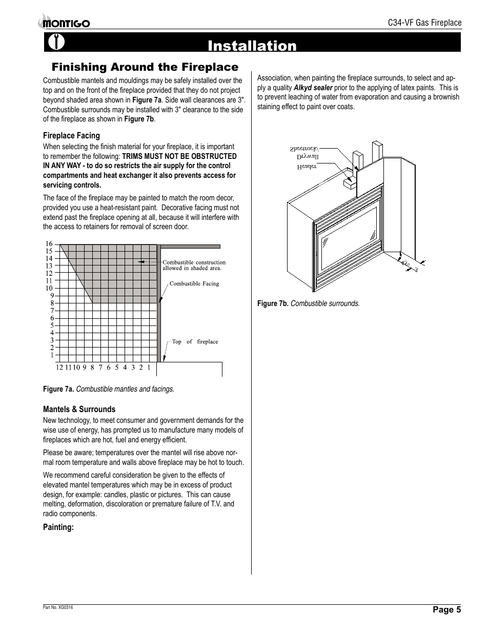 Installation, Finishing around the fireplace | Montigo C34 VF User Manual | Page 5 / 12