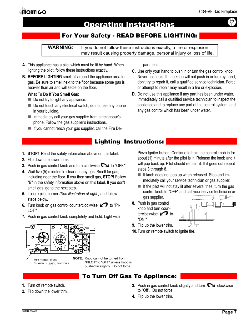 Operating instructions | Montigo C34 VF User Manual | Page 7 / 12