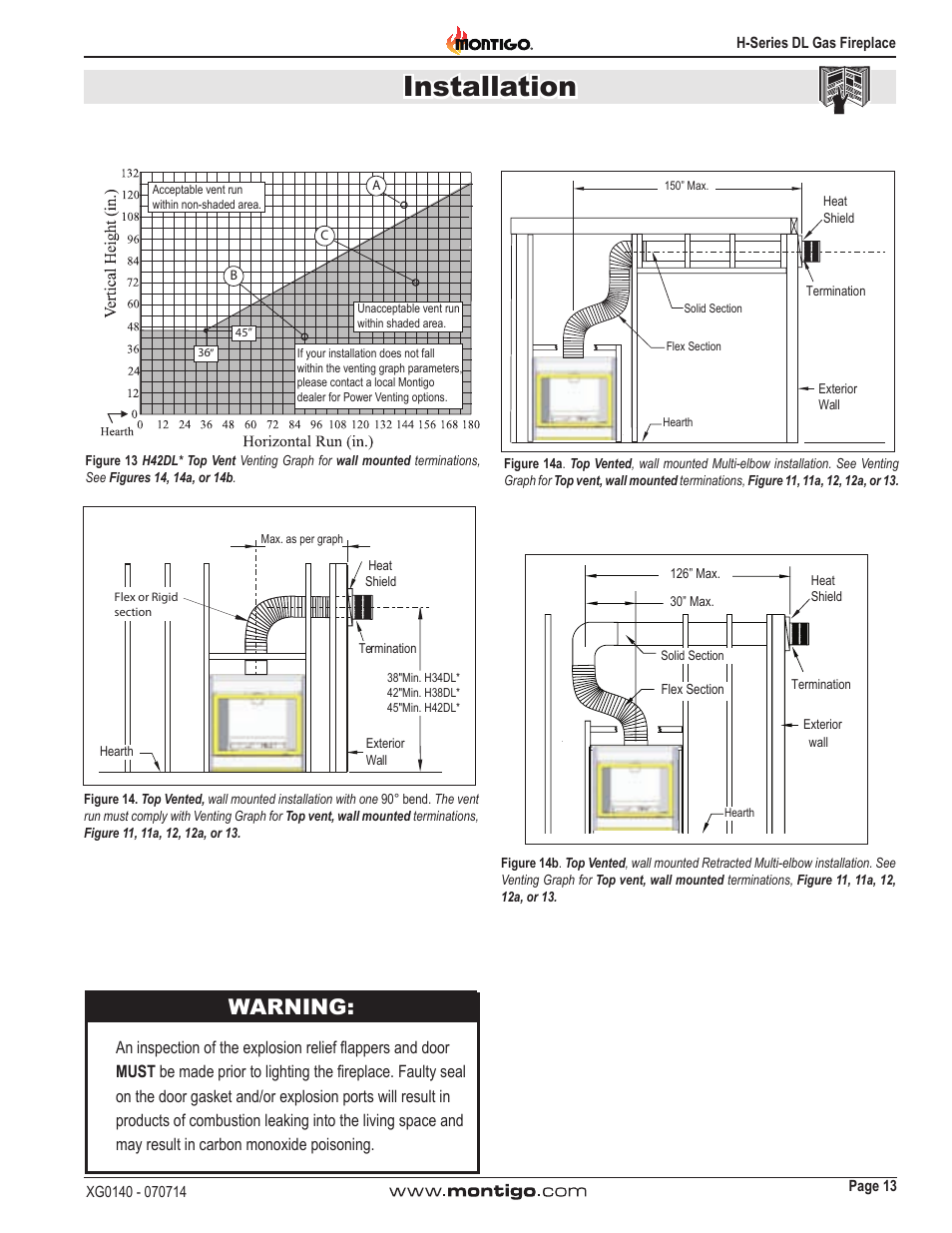 Installation, Warning | Montigo H34DL User Manual | Page 13 / 40