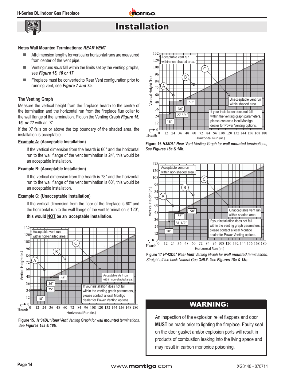 Installation, Warning | Montigo H34DL User Manual | Page 14 / 40