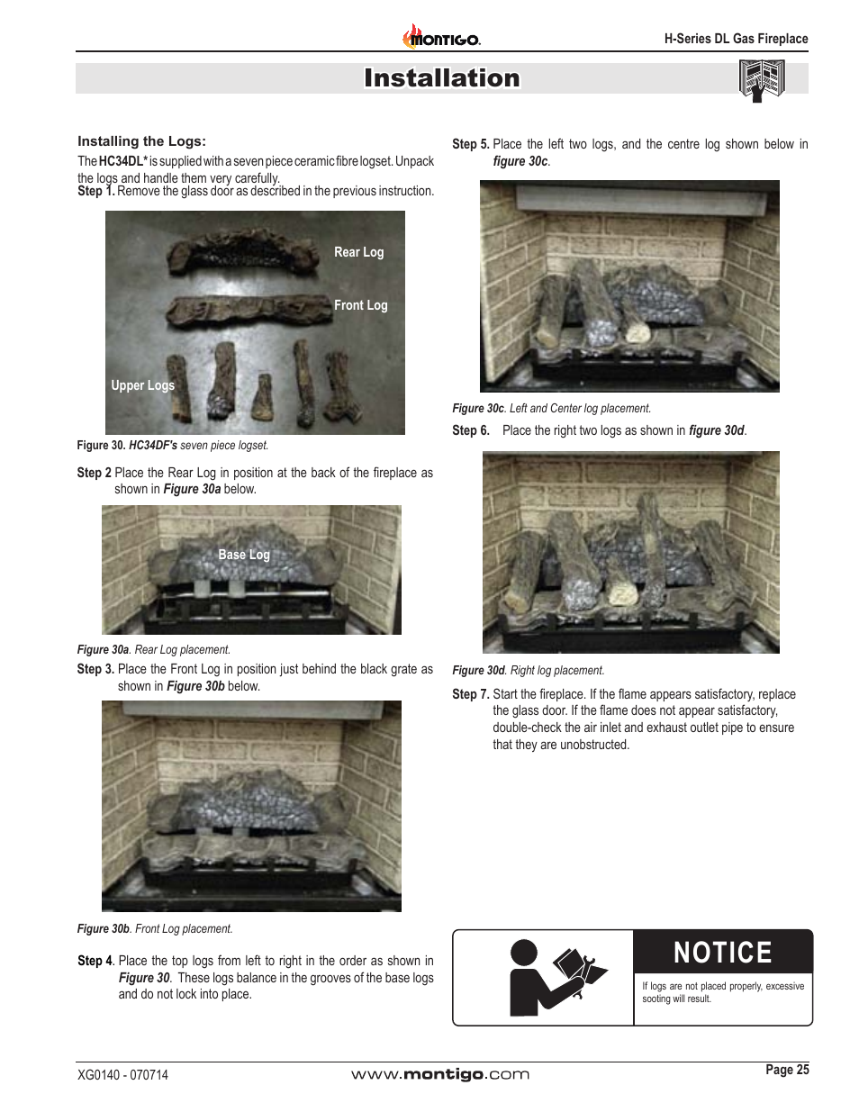 Notice, Installation | Montigo H34DL User Manual | Page 25 / 40