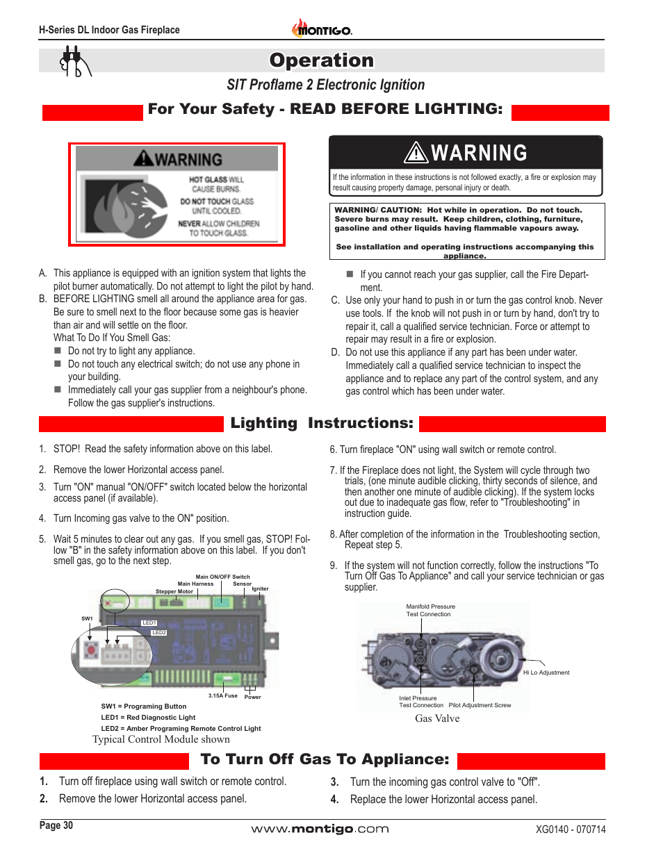 Warning, Operation | Montigo H34DL User Manual | Page 30 / 40