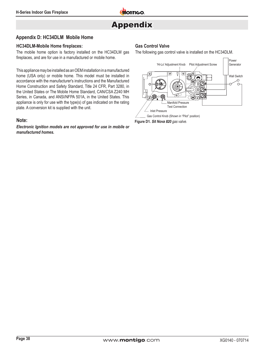 Appendix, Appendix d: hc34dlm mobile home | Montigo H34DL User Manual | Page 38 / 40