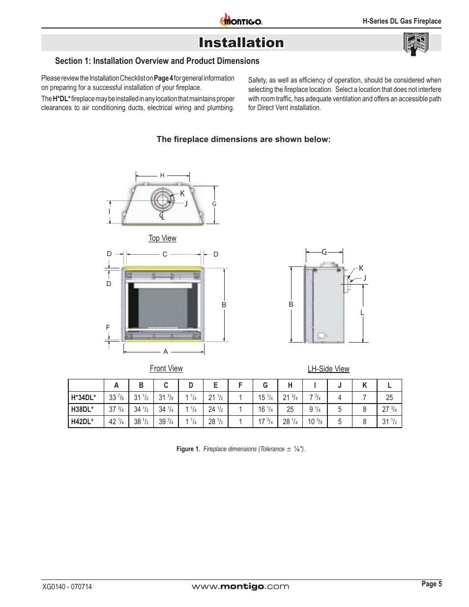 Installation, Kj g | Montigo H34DL User Manual | Page 5 / 40