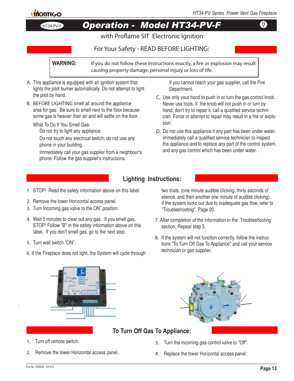 Operation - model ht34-pv-f | Montigo HT34 PV User Manual | Page 13 / 20