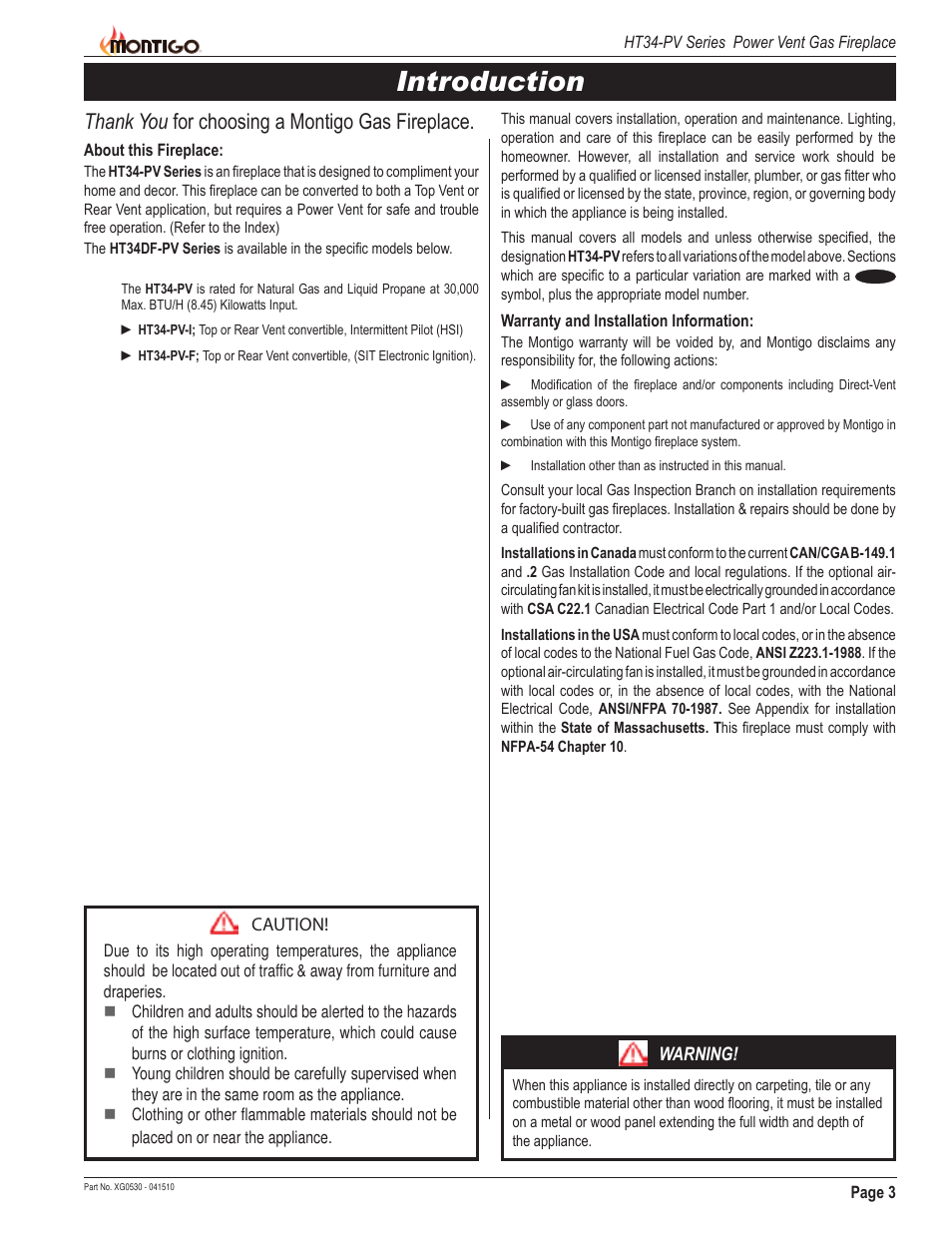 Introduction | Montigo HT34 PV User Manual | Page 3 / 20