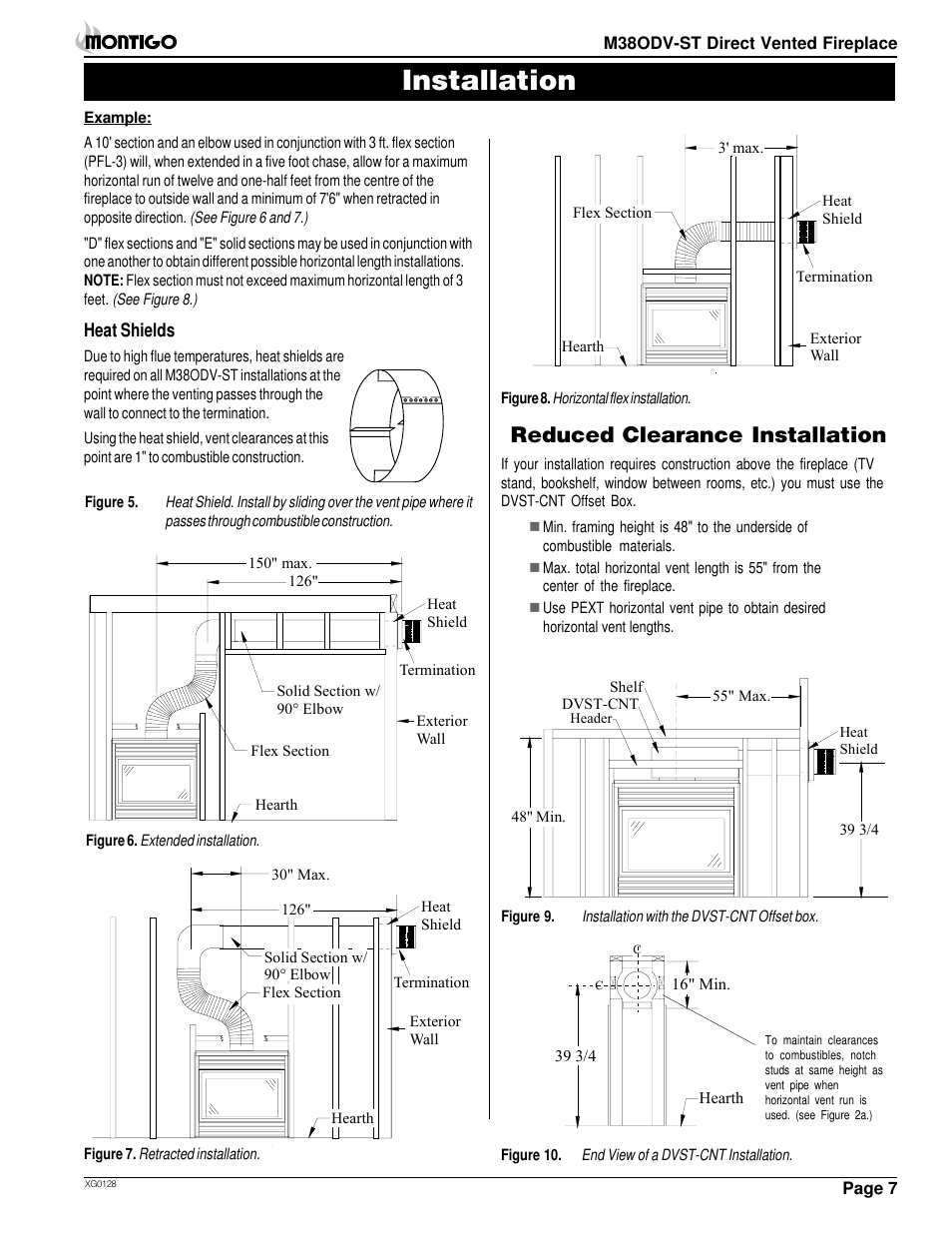 Installation, Reduced clearance installation | Montigo M38ODV ST User Manual | Page 7 / 16