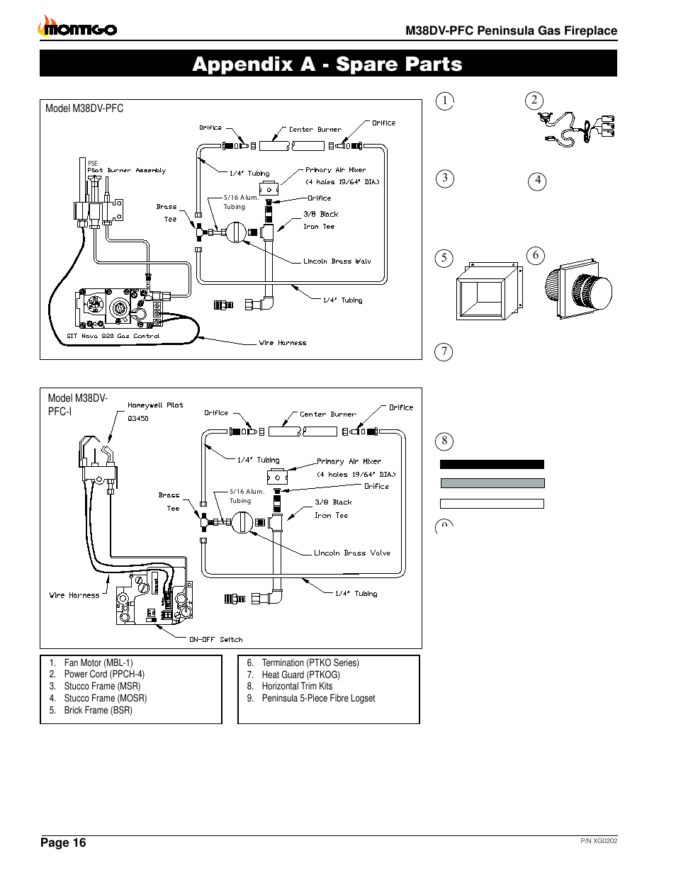 Appendix a - spare parts | Montigo M38DV PFC User Manual | Page 16 / 18