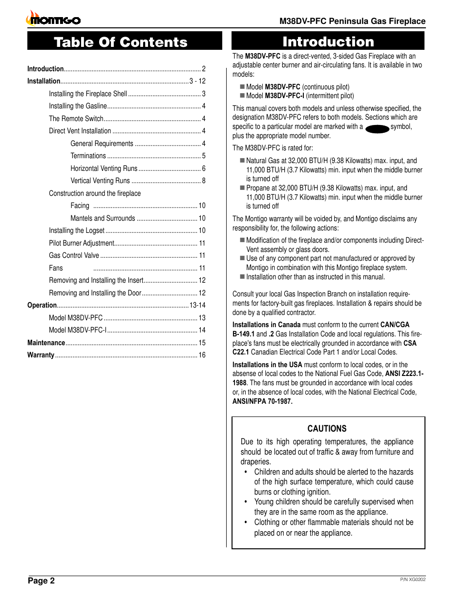Montigo M38DV PFC User Manual | Page 2 / 18