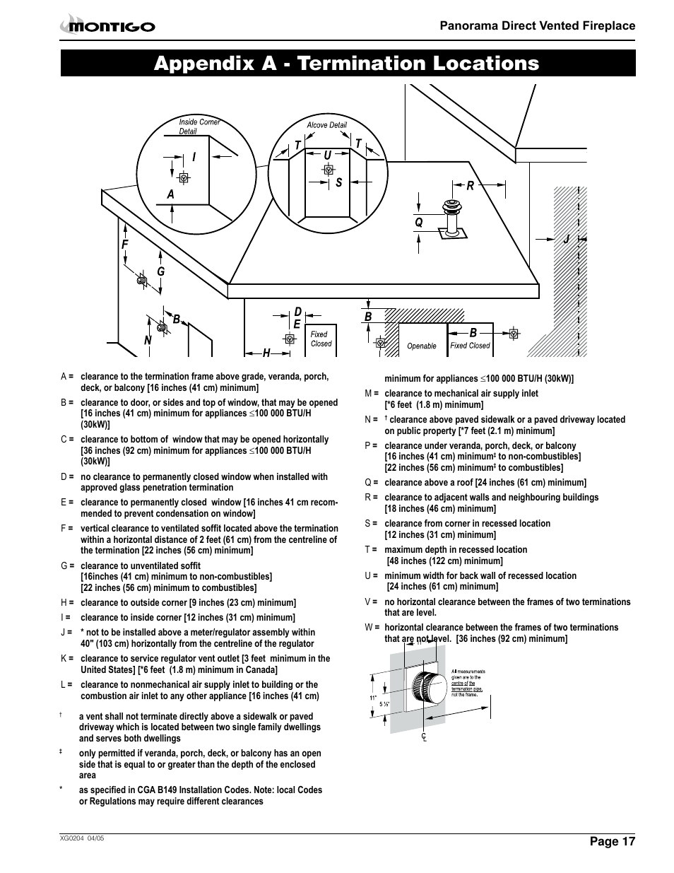 Appendix a - termination locations | Montigo M38DV PRC User Manual | Page 17 / 22