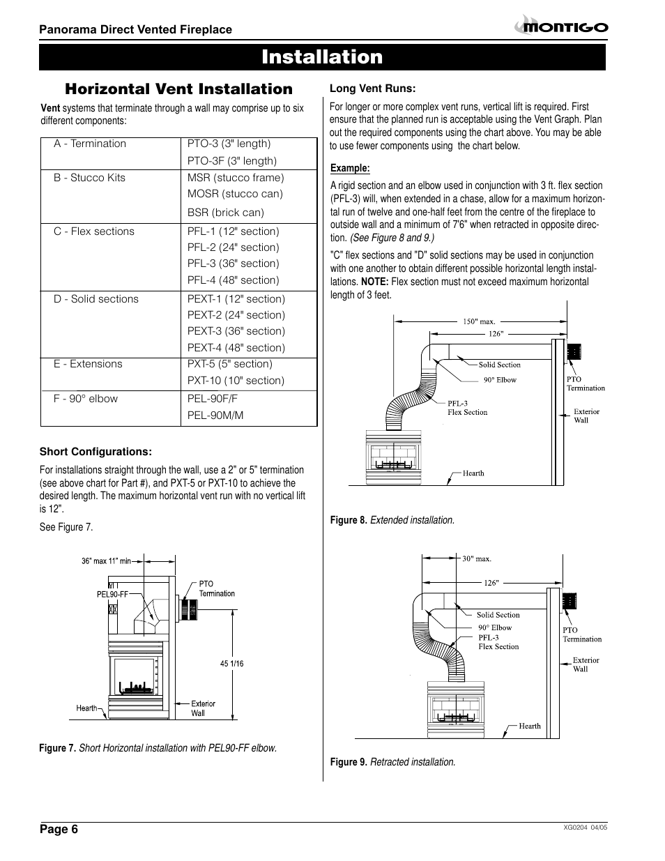 Installation, Horizontal vent installation | Montigo M38DV PRC User Manual | Page 6 / 22