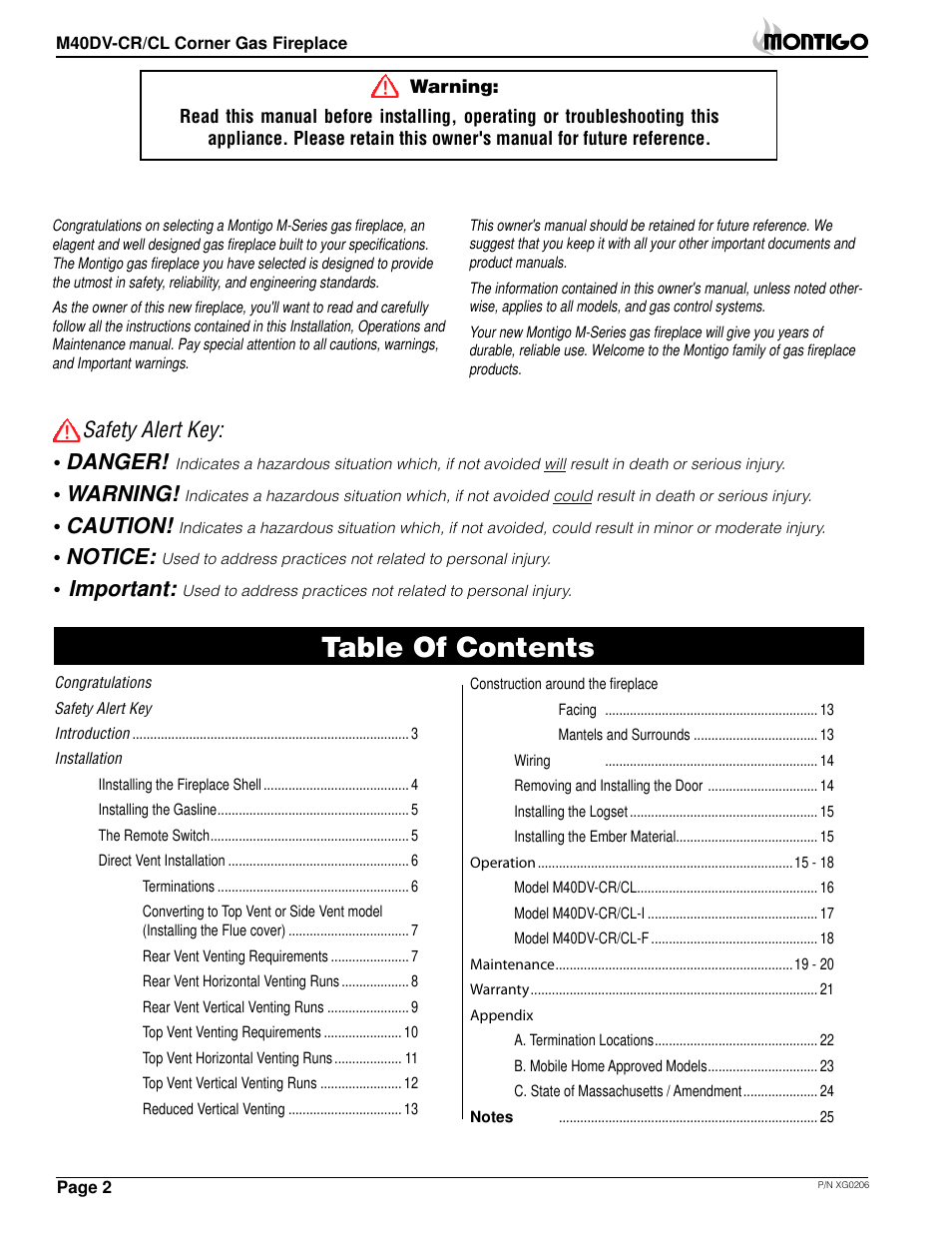 Montigo M40DV CL CR User Manual | Page 2 / 26
