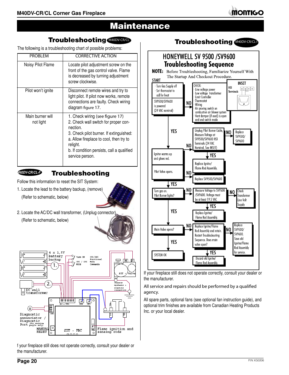 Maintenance, Troubleshooting | Montigo M40DV CL CR User Manual | Page 20 / 26