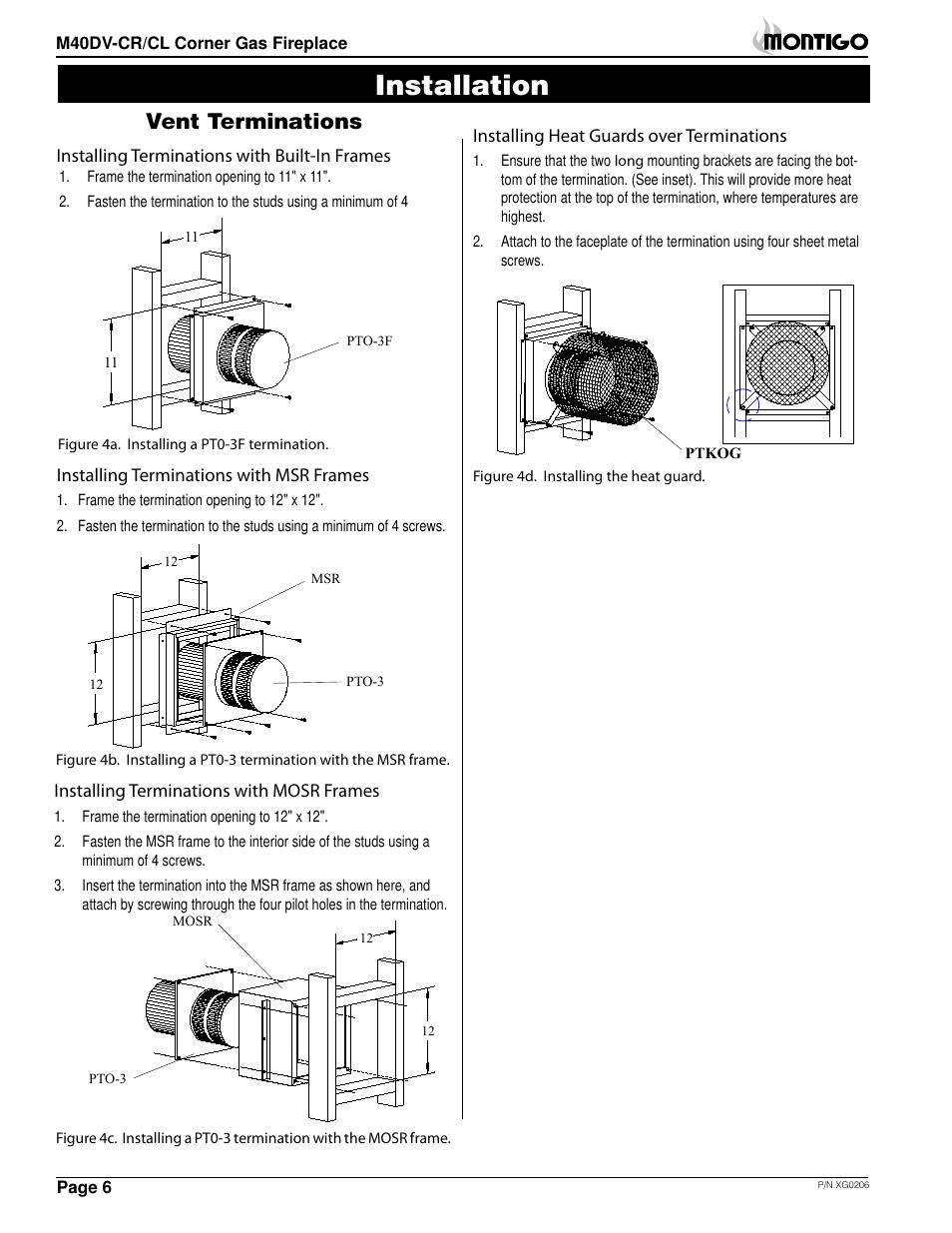 Installation, Vent terminations | Montigo M40DV CL CR User Manual | Page 6 / 26