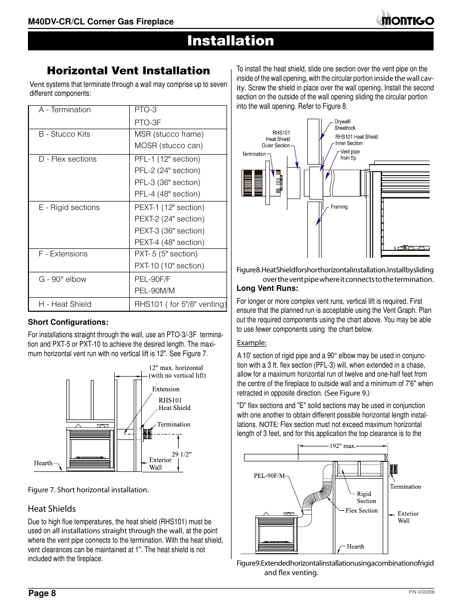 Installation, Horizontal vent installation | Montigo M40DV CL CR User Manual | Page 8 / 26