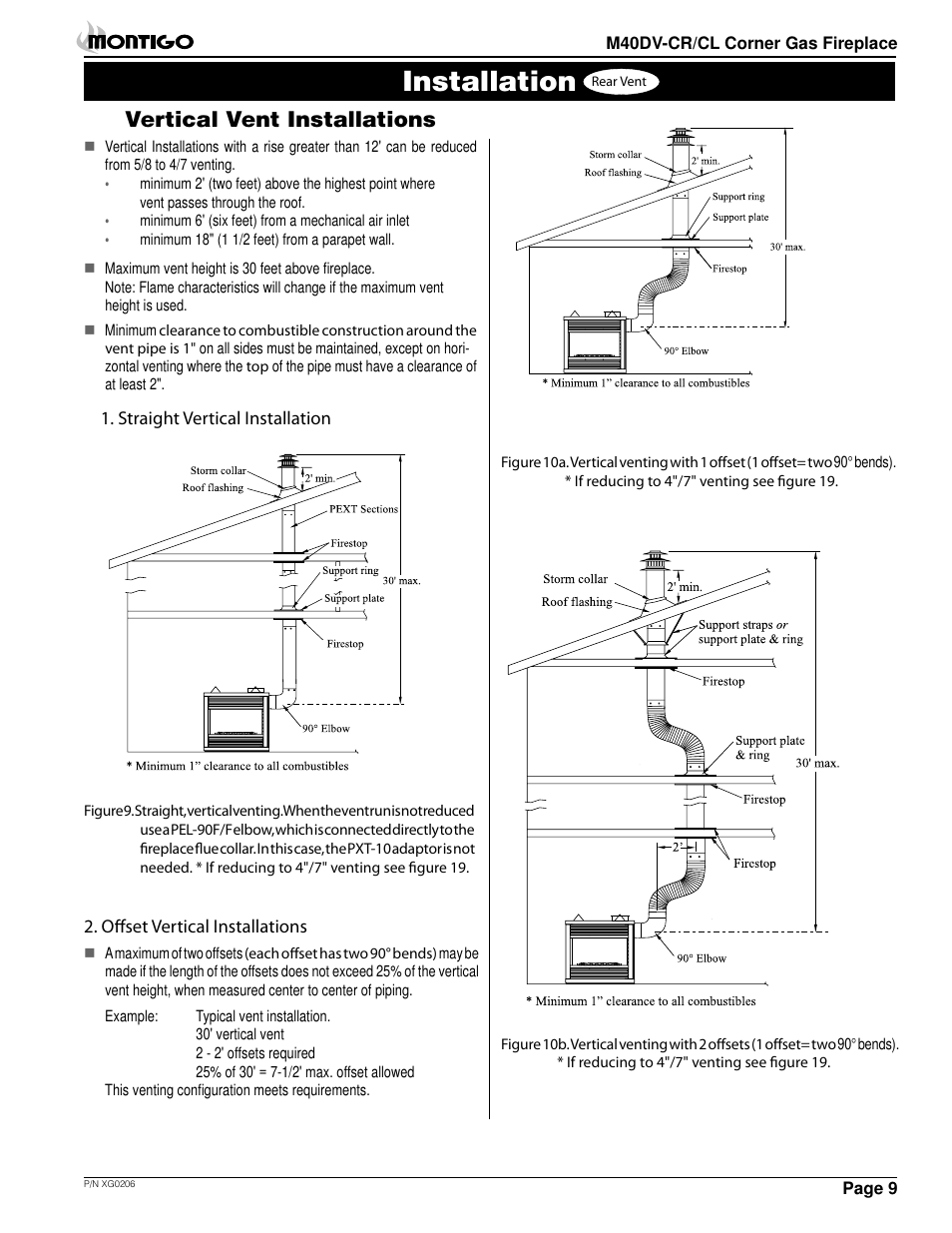 Installation, Vertical vent installations | Montigo M40DV CL CR User Manual | Page 9 / 26