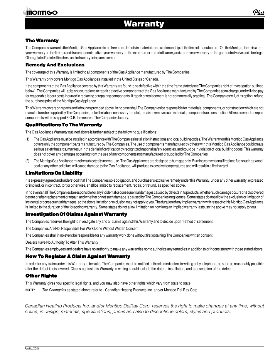 Warranty | Montigo MD38 DV2 User Manual | Page 19 / 22