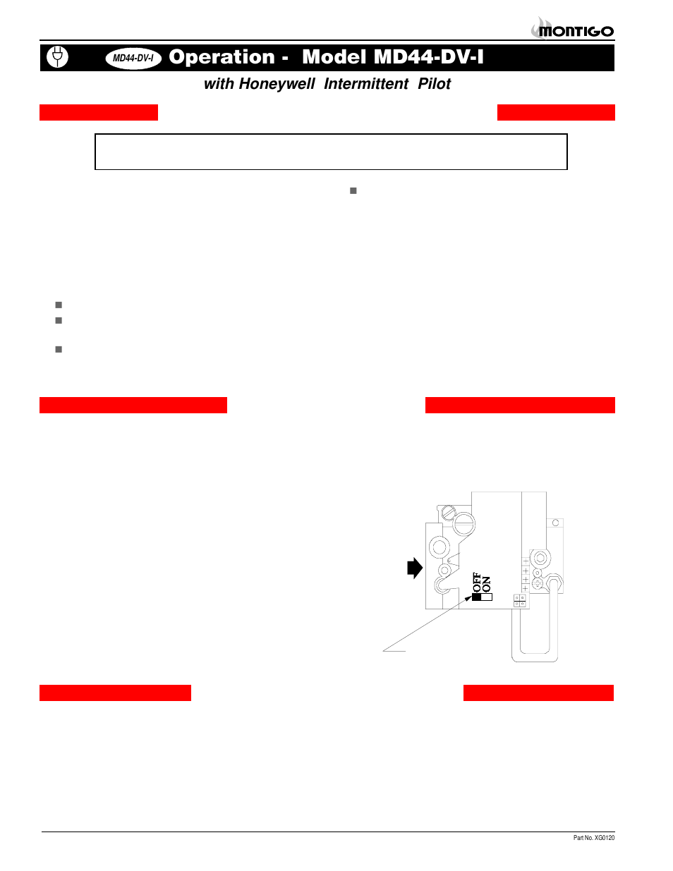 Operation - model md44-dv-i, With honeywell intermittent pilot, For your safety - read before lighting | Lighting instructions | Montigo MD44 DV User Manual | Page 14 / 20