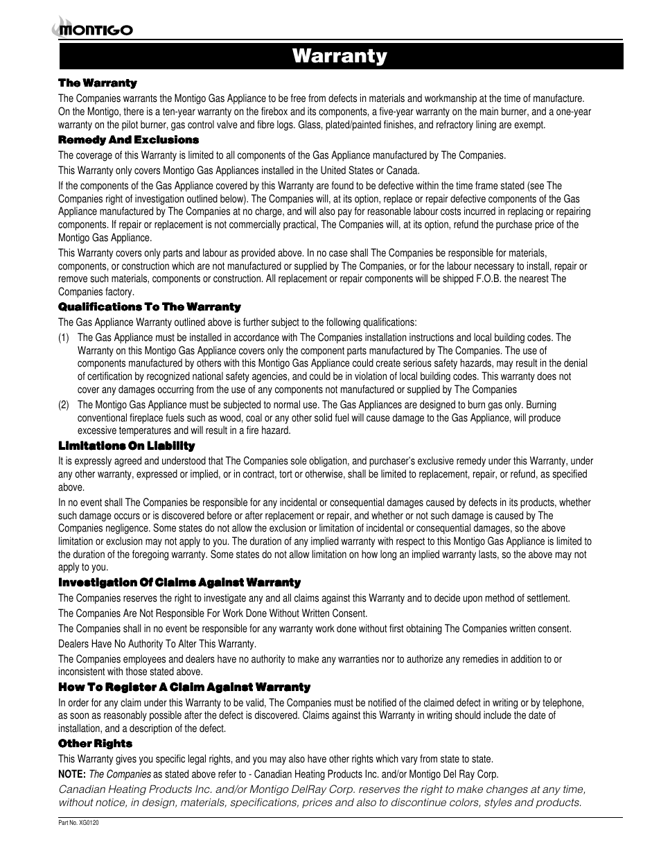 Warranty | Montigo MD44 DV User Manual | Page 17 / 20