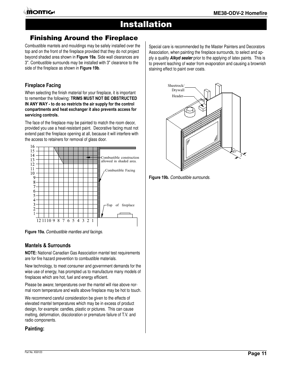 Installation, Finishing around the fireplace | Montigo ME38 ODV User Manual | Page 11 / 18