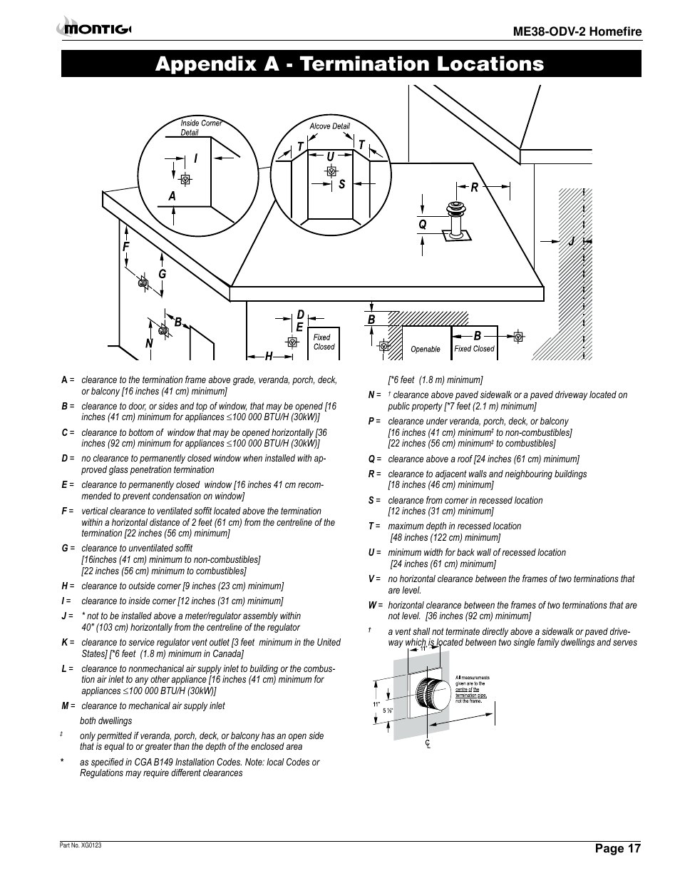 Appendix a - termination locations | Montigo ME38 ODV User Manual | Page 17 / 18