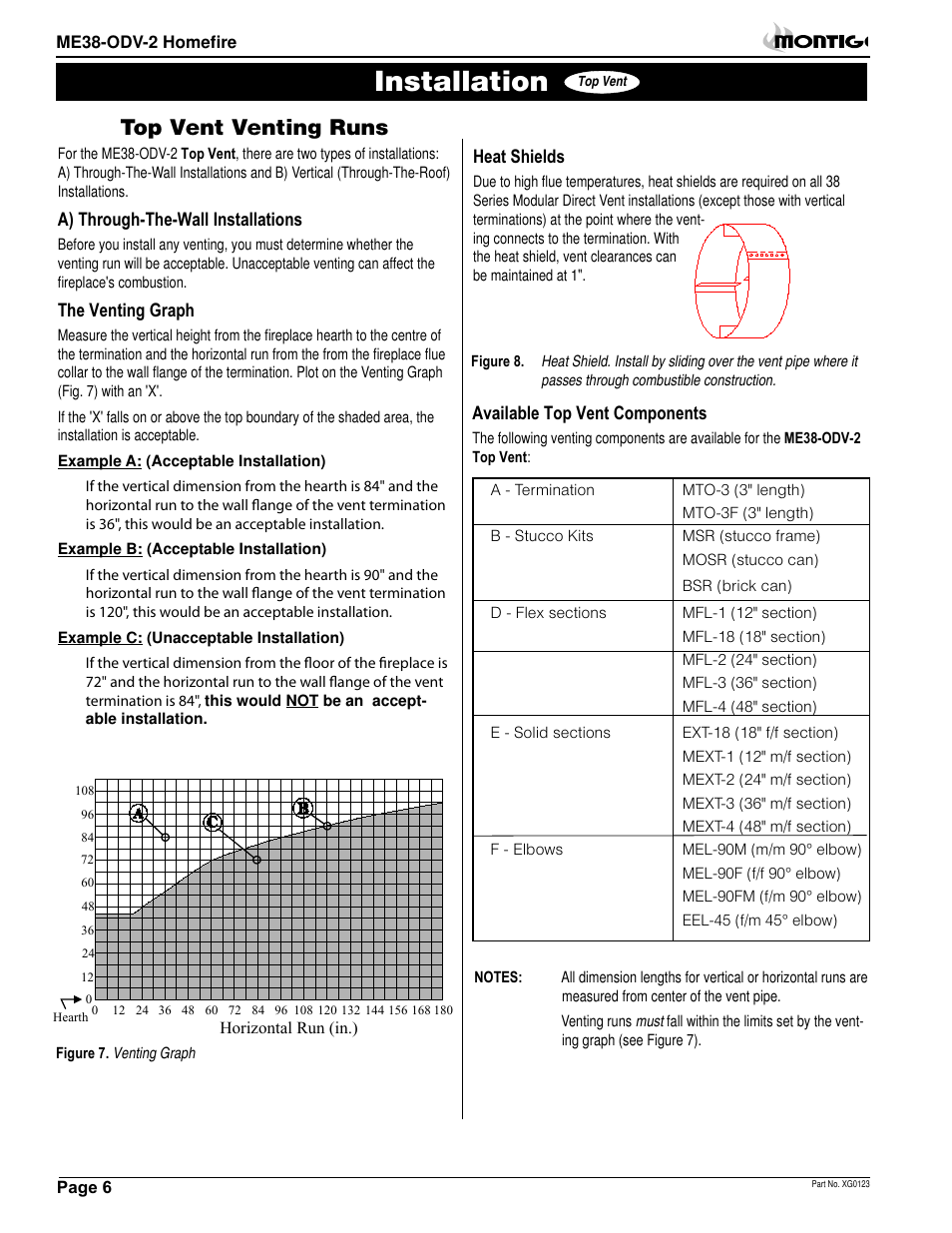 Installation, Top vent venting runs | Montigo ME38 ODV User Manual | Page 6 / 18