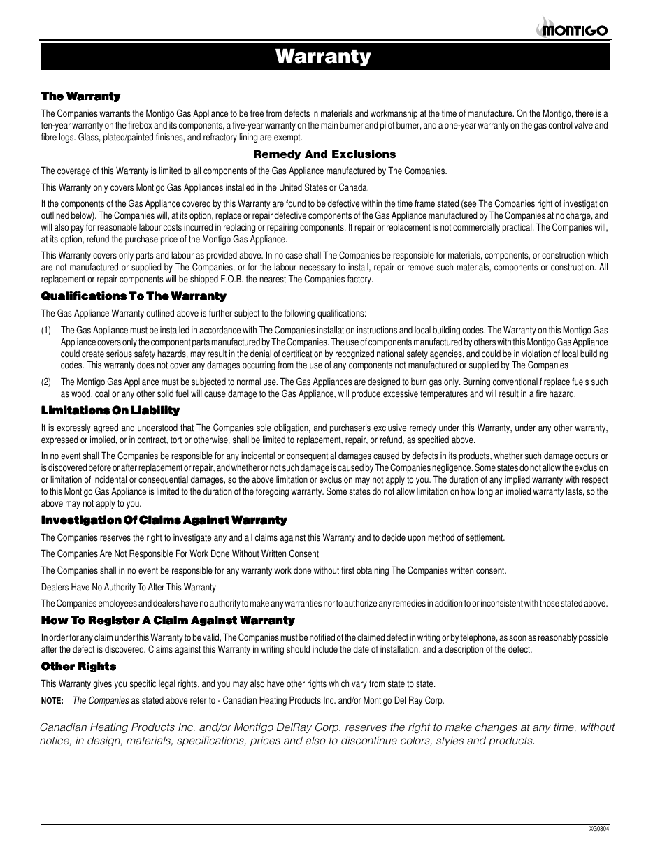 Warranty | Montigo ME34 BV User Manual | Page 12 / 14