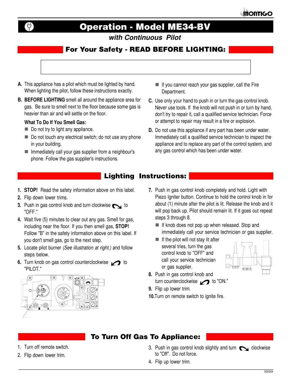 Operation - model me34-bv | Montigo ME34 BV User Manual | Page 8 / 14