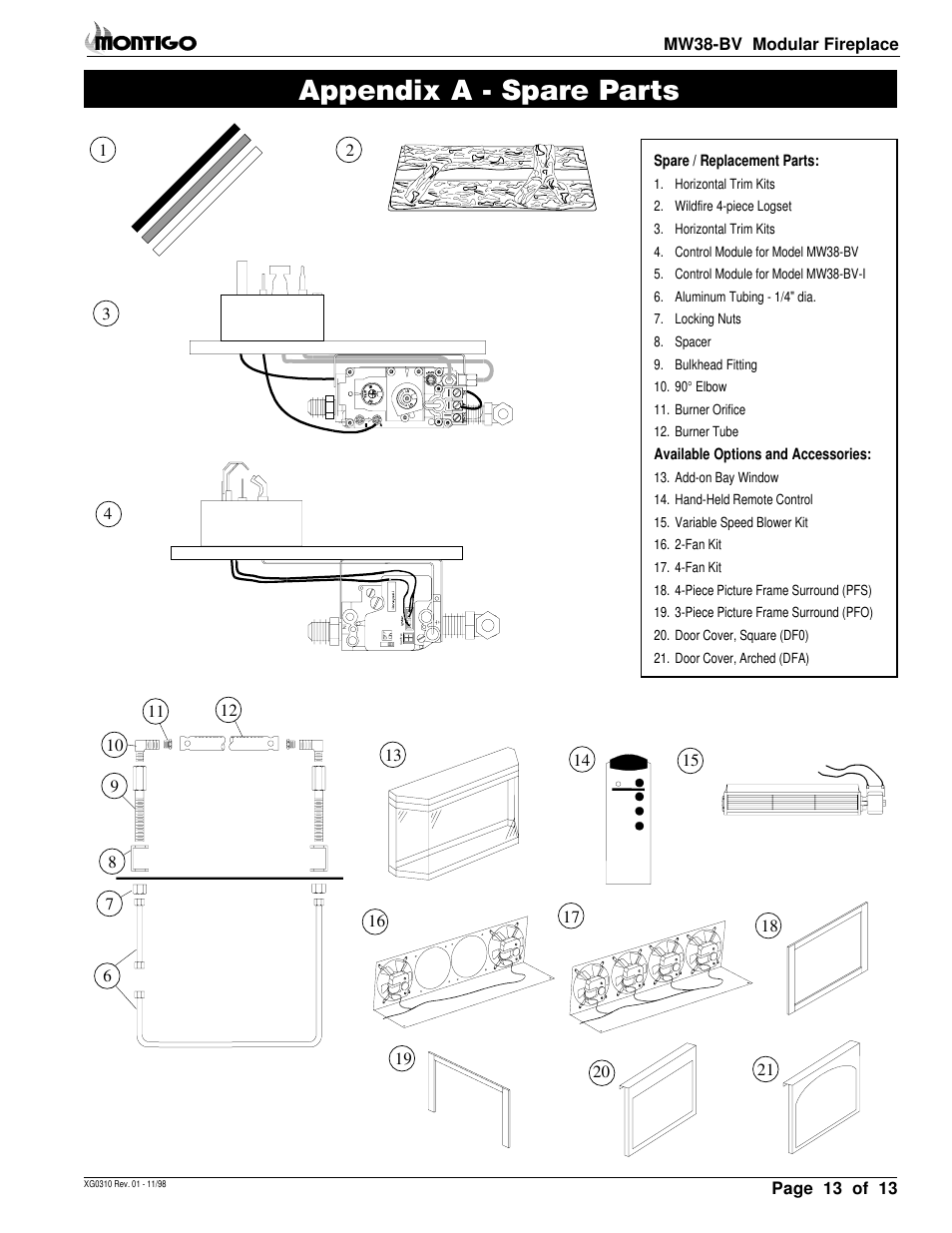 Appendix a - spare parts | Montigo MW38 BV User Manual | Page 13 / 14