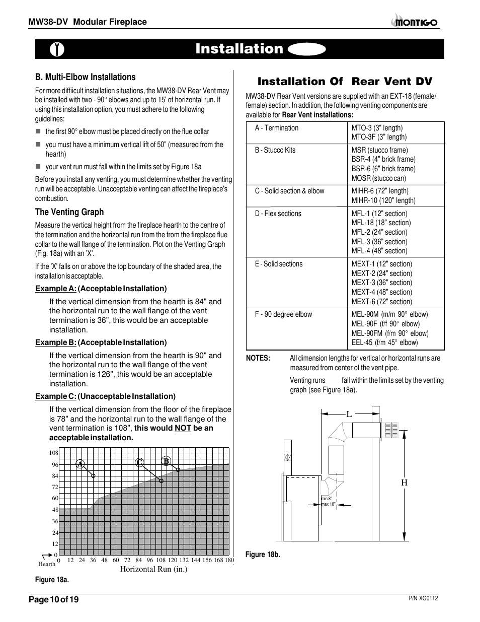 Installation, Installation of rear vent dv | Montigo MW38 DV User Manual | Page 10 / 21