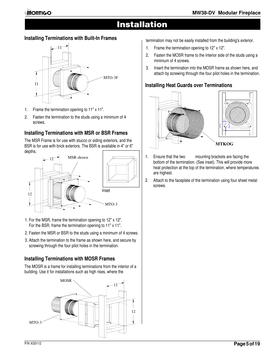 Installation | Montigo MW38 DV User Manual | Page 5 / 21