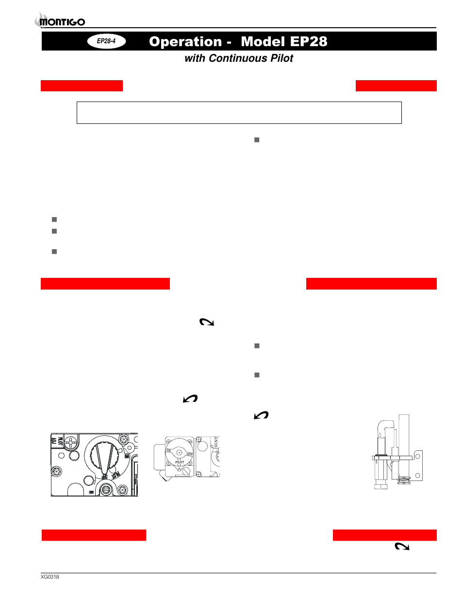 Operation - model ep28, For your safety - read before lighting, Lighting instructions: with continuous pilot | Montigo SP28 F2 User Manual | Page 11 / 16