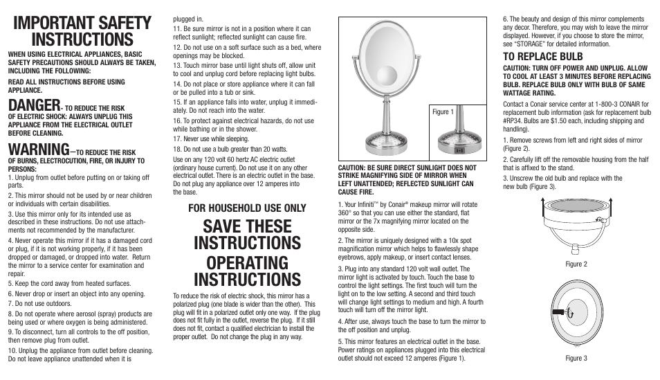 Conair Infiniti BE86R User Manual | 2 pages