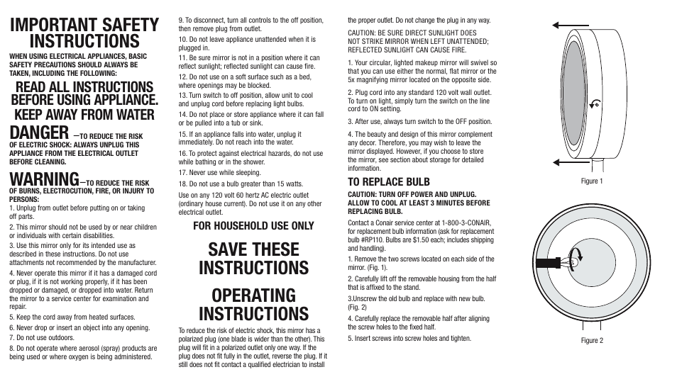 Conair BE93 07NP202 User Manual | 2 pages