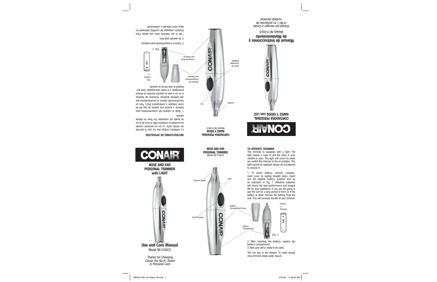 Conair NE153QCS User Manual | 2 pages