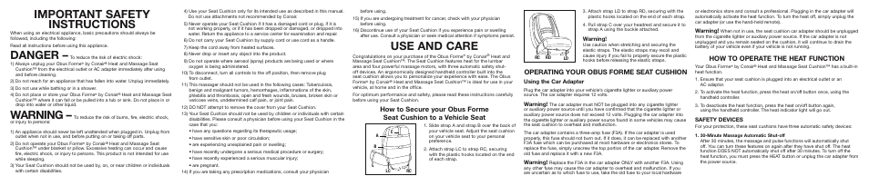 Conair HMC1 User Manual | 2 pages