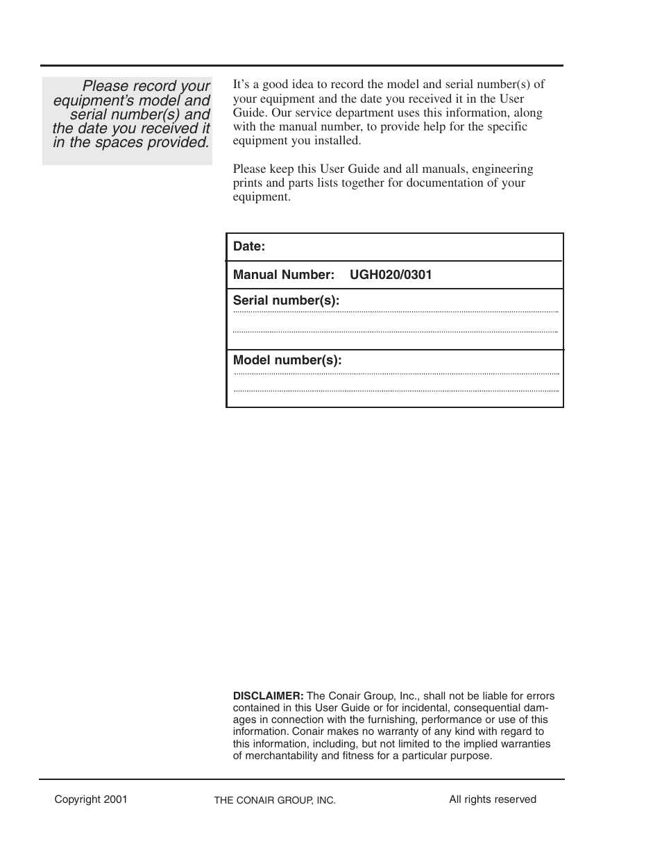 Conair VL Series User Manual | Page 2 / 44