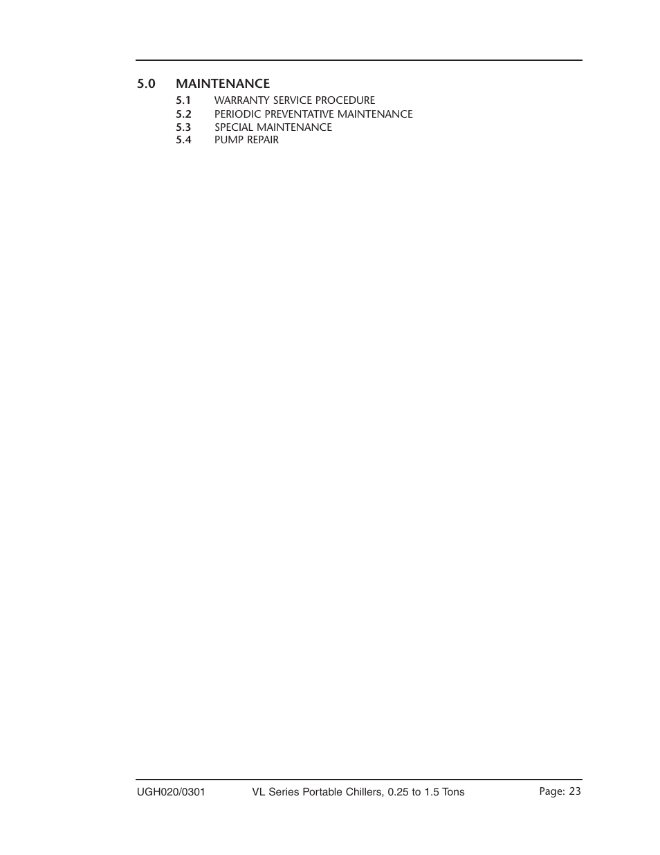 Maintenance - section 5 | Conair VL Series User Manual | Page 23 / 44