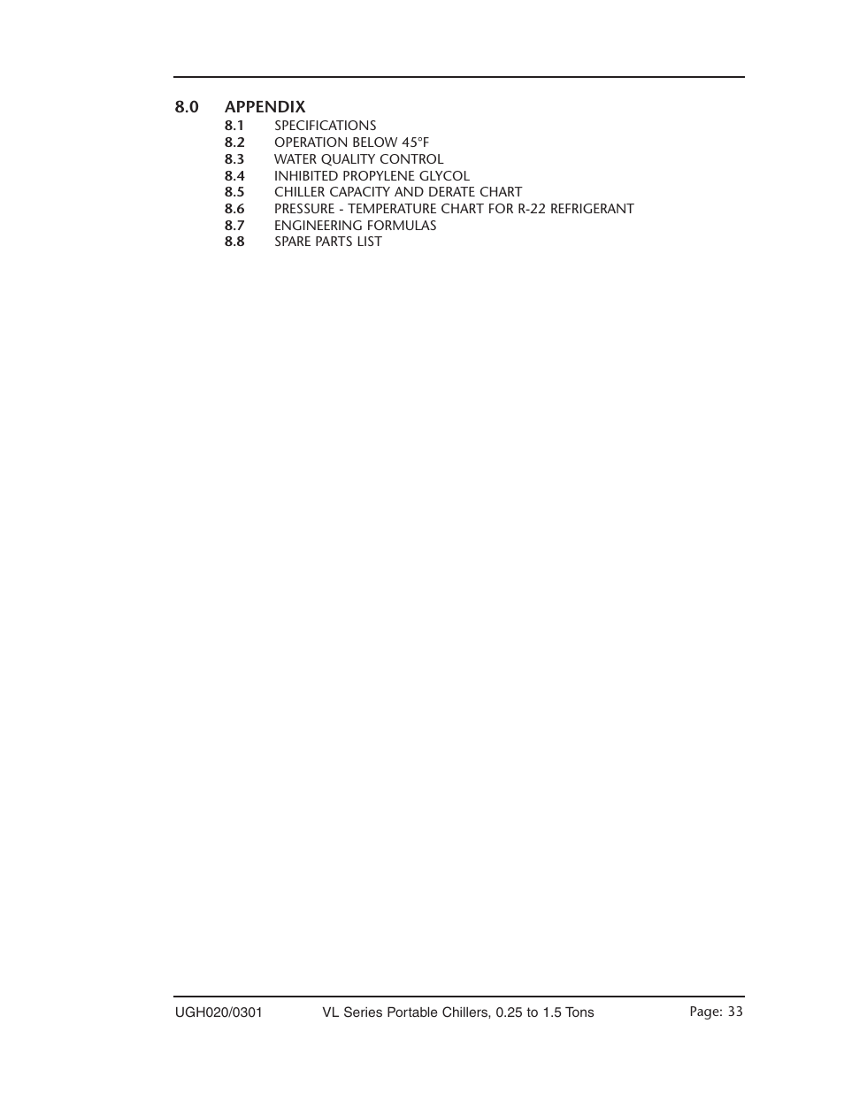 Appendix - section 8 | Conair VL Series User Manual | Page 33 / 44