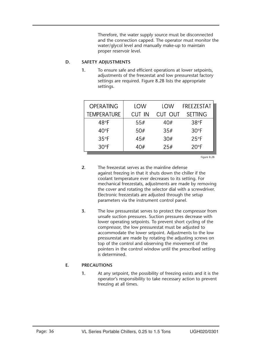 Safety adjustments, Precautions | Conair VL Series User Manual | Page 36 / 44