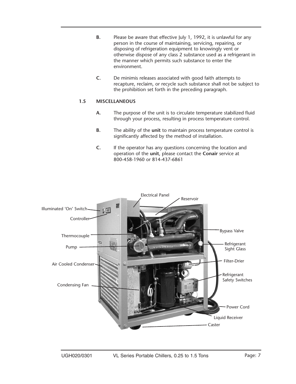 Miscellaneous - 1.5, Features identified | Conair VL Series User Manual | Page 7 / 44