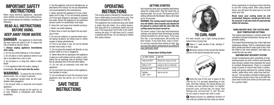 Conair CD117 User Manual | 2 pages