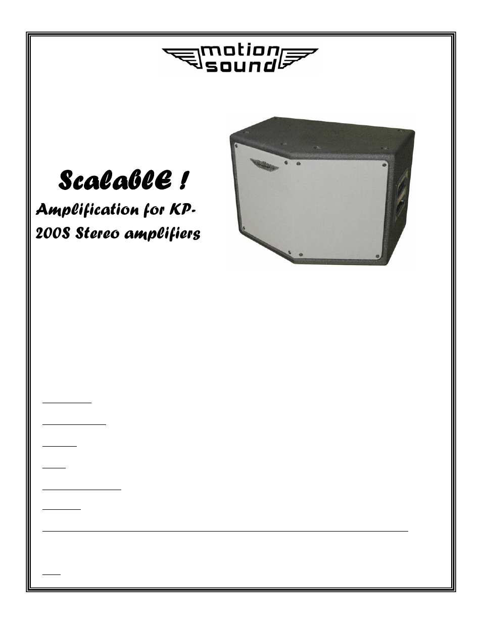 Motion Sound SL-200S User Manual | 2 pages