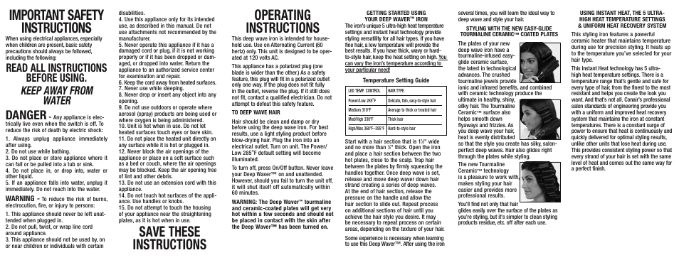 Conair S5 User Manual | 2 pages